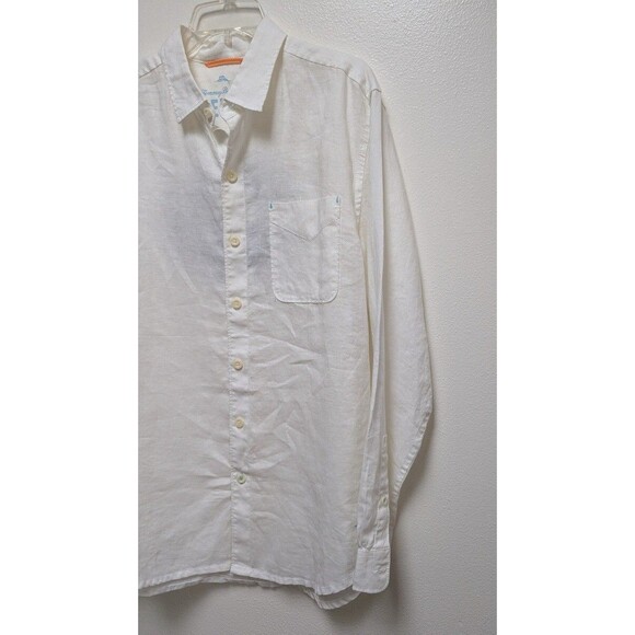 Tommy Bahama Shirt Sz M Destination Breezer Newport Beach White Linen Long Sleve - Picture 7 of 11
